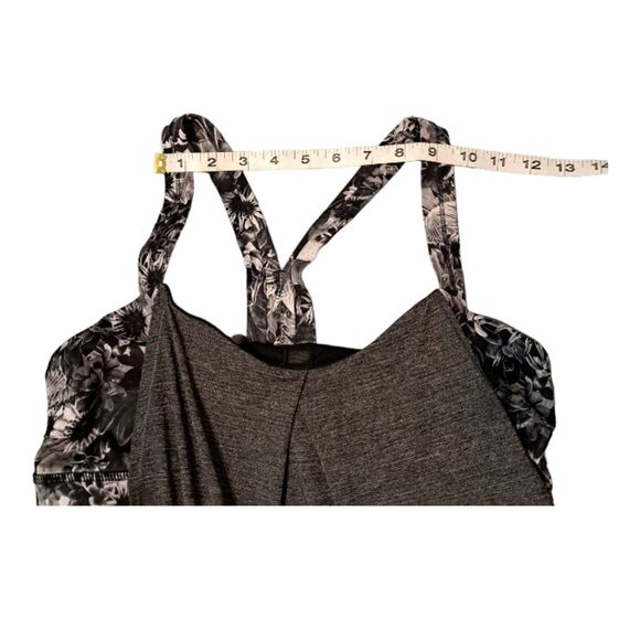 LuluLemon Women's Top Rest Less #W1G47S Tank Size 8 Heathered Black + Flowabunga - Picture 7 of 14